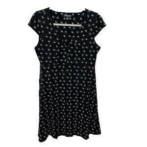 Toad and Co Dress Medium Womens Rosemarie Black Leaf Tencel Organic Cotton Knit